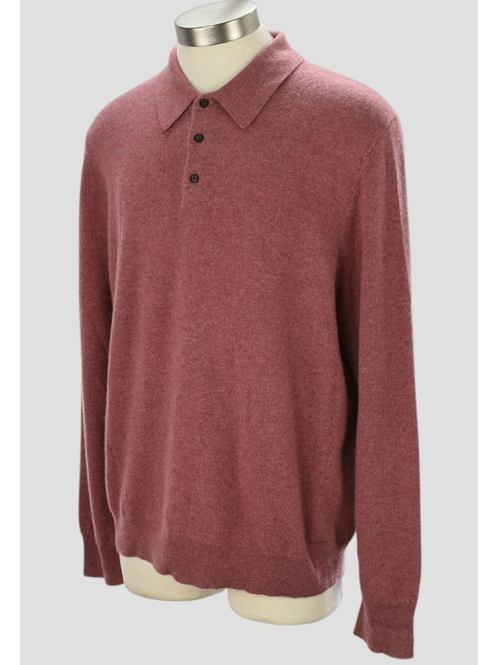THE MENS STORE Wild Rose 2-Ply Cashmere Pullover Collared Polo Sweater XL NWT